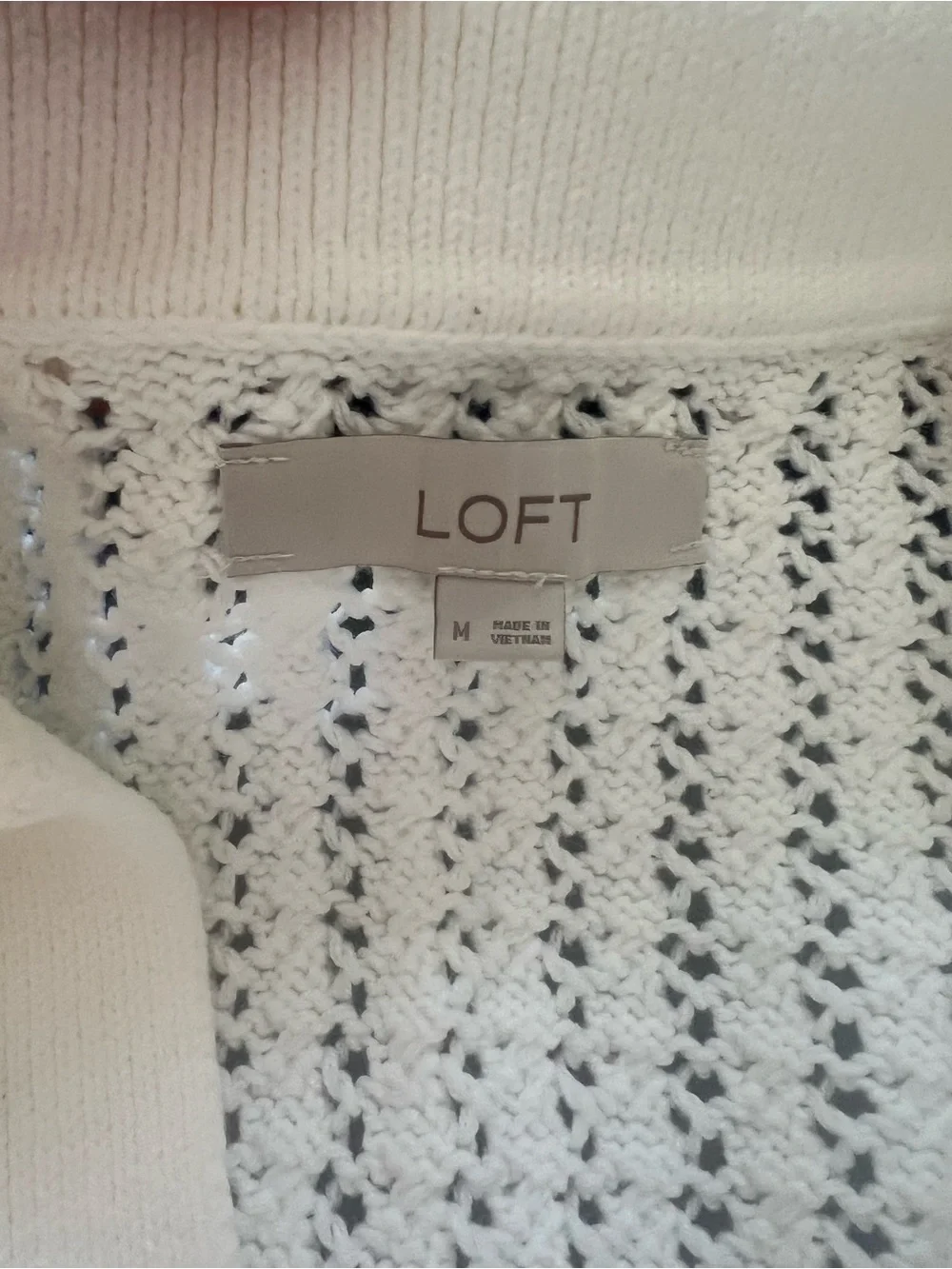 LOFT Cream Openwork Knit Polo-Style Vest - Picture 6 of 7